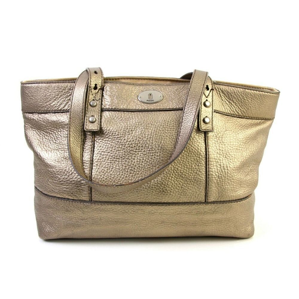 FOSSIL ANTIQUE GOLD GENUINE LEATHER BOHO SHOULDER BAG HANDBAG TOTE HOBO PURSE